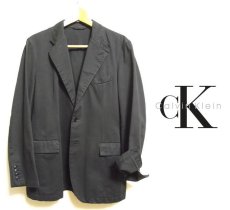 画像1: 使い勝手◎　USED　Calvin Klein　カルバンクライン　コットン　２Bブラックジャケット【Lサイズ：175-180cm】 (1)