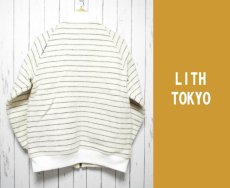 画像2: カワイイ＆カッコイイ！LITH TOKYO（リズトウキョウ）SINC+　起毛ウール混ボーダージップジャケット｜オフホワイト｜サイズ：M〜L程度（ラグラン袖） (2)