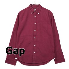 画像1: 【ボルドーカラーシャツ】GAP（ギャップジャパン） ボタンダウン 長袖 シャツ US：XSサイズ（肩幅：43cm）ボルドーレッド　綿100%【湘南倉庫】メンズ古着　ユニセックス (1)