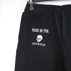 画像3: 【RUDE IN THE RICH&HIGH】アズール ドクロ ガイコツ 刺繍ロゴ　スウェットパンツ｜ブラック　Sサイズ メンズ古着　SP1 (3)