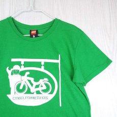 画像3: 【旧ロゴの大人サイズTシャツ】レゴ（ LEGO）CYKELFORRETNING　デザイン入り 半袖Tシャツ（カットソー）｜サイズ：S（42cm）｜グリーン系｜USED【メンズ】【レディース】 (3)