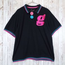 画像2: GROOVER GRAND　グルーバーグランド ビッグボタン 胸刺繍ロゴ　半袖ポロシャツ ブラック・ピンク サイズ：02（LL）メンズ古着【湘南倉庫】 (2)