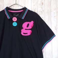 画像1: GROOVER GRAND　グルーバーグランド ビッグボタン 胸刺繍ロゴ　半袖ポロシャツ ブラック・ピンク サイズ：02（LL）メンズ古着【湘南倉庫】 (1)
