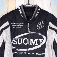 画像3: 【バイク男子】SUOMY（スオーミー）メッシュ プロテクター ライディングジャケット　Lサイズ　ブラック・ホワイト黒白【湘南倉庫】メンズ古着 ツーリングJK (3)