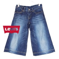 画像1: 【リーバイスジャパン扱い】00's Levi's  センター外し ワイドハーフ デニム ジーンズ  29インチ（ウエスト：80cm）インディゴ【湘南倉庫】レディース古着  (1)