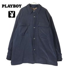 画像1: 【ヴィンテージ古着】PLAY BOY SPORT  プレイボーイ スウェード調 ボタン＆ファスナー留め ハーフコート LLサイズ（肩幅 58cm）ネイビー【湘南倉庫】メンズ古着　秋冬 (1)