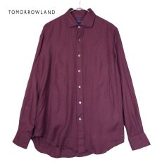 画像1: TOMORROWLAND（トゥモローランド） カシミア混  長袖 シャツ Mサイズ ボルドー・ワインレッド【湘南倉庫】メンズ古着 (1)