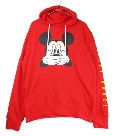 画像6: Disney×NEFF ディズニー ネフ キャラクター ミッキーマウス 袖ロゴ フーテッド スウェット パーカー レッド【湘南倉庫】USメンズ古着 ユニセックス　TDS TDL (6)