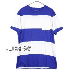 画像1: 【基本のボーダー】J.CREW（ジェイクルー）半袖Tシャツ ホワイト・ブルー系 Mサイズ【湘南倉庫】メンズ古着 ユニセックス (1)