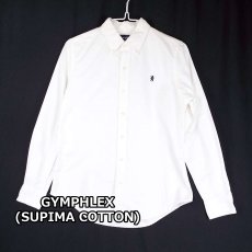 画像1: 【高品質 SUPIMA COTTON（スピーマコットン）使用】GYMPHLEX(ジムフレックス)　オックスフォード　ホタンダウン　長袖シャツ　サイズ：12（肩幅：37.5cm） ホワイト  コットン100%【湘南倉庫】レディース古着 (1)