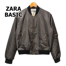 画像1: 【カッコイイMA-1】zara basic（ザラ ベーシック）中綿入り ブルゾンジャケット ダークブラウン系｜サイズ：EUR M USA M MEX 28 USED古着 ユニセックス コート【仙台倉庫】 (1)