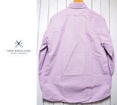 画像2: 創業1930年【新品/メンズ】アメリカ製　New England Shirt Company（ニューイングランドシャツカンパニー）ボタンダウンBD　ピンクパープル×ホワイトギンガムチェック柄　長袖シャツ｜サイズ：M（M〜L相当・肩幅：47cm） (2)