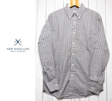 画像1: 創業1830年【新品/メンズ】アメリカ製　New England Shirt Company（ニューイングランドシャツカンパニー）ボタンダウンBD　グレー・ブラック・ホワイトギンガムチェック柄　長袖シャツ｜サイズ：M（M〜L相当・肩幅：47cm） (1)