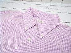 画像3: 創業1930年【新品/メンズ】アメリカ製　New England Shirt Company（ニューイングランドシャツカンパニー）ボタンダウンBD　ピンクパープル×ホワイトギンガムチェック柄　長袖シャツ｜サイズ：M（M〜L相当・肩幅：47cm） (3)