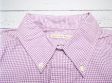 画像4: 創業1930年【新品/メンズ】アメリカ製　New England Shirt Company（ニューイングランドシャツカンパニー）ボタンダウンBD　ピンクパープル×ホワイトギンガムチェック柄　長袖シャツ｜サイズ：M（M〜L相当・肩幅：47cm） (4)