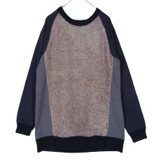 画像5: 【ラメ入りもこもこニット】TORRAZZO DONNA トラッゾドンナ 切替デザイン 長袖ニットセーター フリー（裄丈：73cm）ブラック・グレー【湘南倉庫】レディース古着 (5)