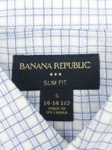画像5: 【メンズシャツ特集】スリランカ製　BANANA REPUBLIC（バナナリパブリック）グラフチェック柄 長袖シャツ　SLIM FIT｜ブルー系｜サイズ：S（14-14 1/2） USED｜スリムフィット (5)