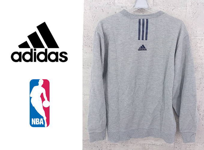 【希少な旧デザインがカッコイイ】アディダス（adidas）  NBAワンポイントロゴ入りトレーナー（スウェット）｜サイズ：M（肩幅：50cm）｜グレー｜Clima365｜USED｜メンズ｜トランスジェンダー