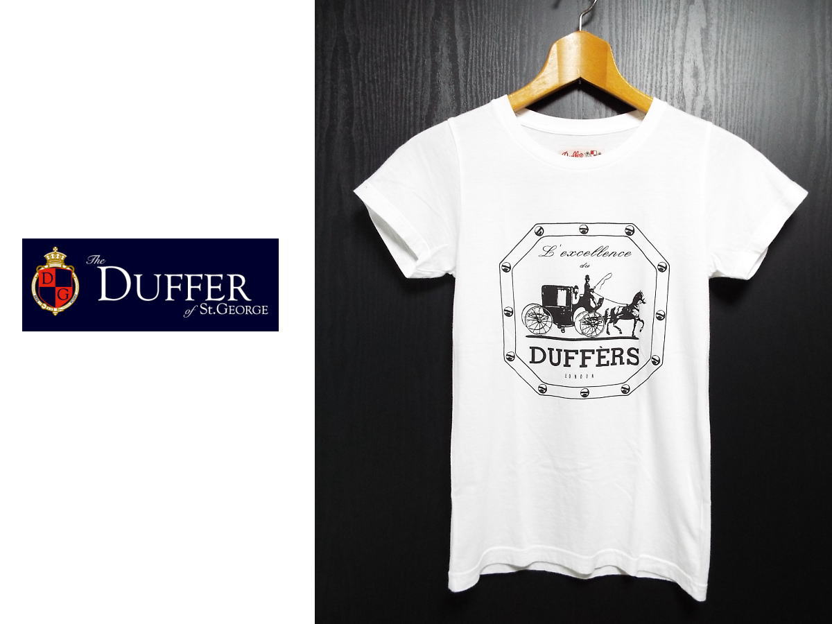 【エルメス風の馬車ロゴ】ダファー（Duffer）　白Tシャツ（カットソー）サイズ：XS（肩幅：31cm）USED【レディース】