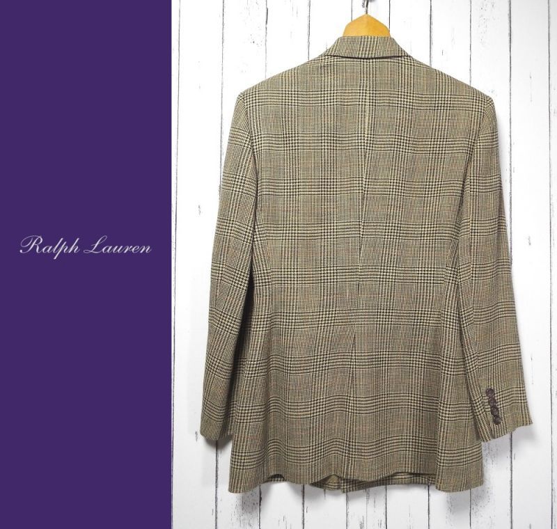 品格漂うパープルレーベル｜試着程度の美USED｜Ralph  Lauren（ラルフローレン）６Bダブルジャケット｜ツイード（麻混）｜サイズ：９号（身長：160cm・肩幅：42cm）｜USED